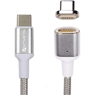 4smarts Magnetic USB-C to USB-C Cable GRAVITYCord 2.0 Ultimate - USB-C кабел с магнитен накрайник за устройства с USB-C (180см) (сребрист)