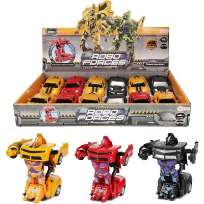 Teddies Transformer auto/robot kov/plast 13cm 3 barvy na zpětné natažení