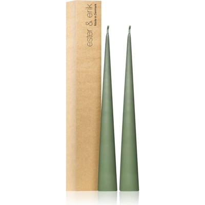 ester & erik cone candles green soil (no. 70) свещ 2x37 см
