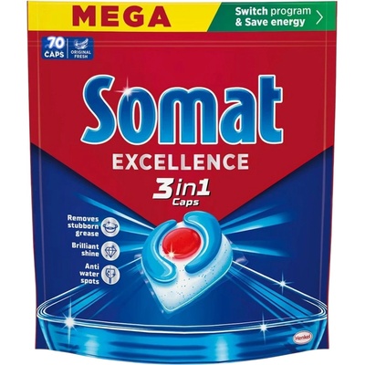 Somat таблетки за съдомиялна машина, 70 броя, Excellence, Original Fresh, 3в1