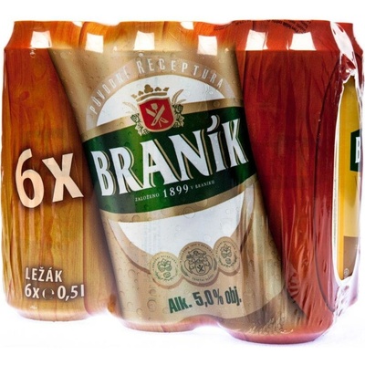 Braník světlé ležák 12° 6 x 0,5 l (plech)