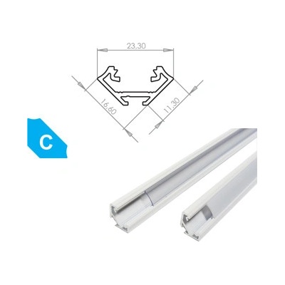 Berge Hliníkový Profil 2m LUMINES-C2-B