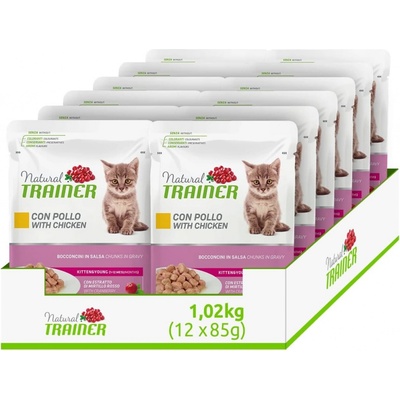 Natural Trainer Cat Kitten & Young kuřecí 12 x 85 g