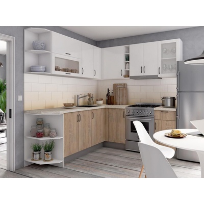 Кухненски комплект Лукс 6 дъб сонома и МДФ гланц бял