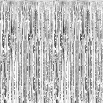 Dekoračný záves metalický strieborný 100 x 200 cm