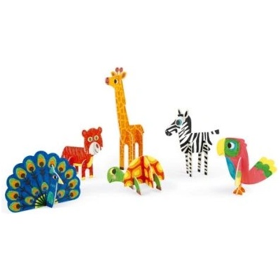 Janod - Творчески комплект - 3D животни за оцветяване (J07785)