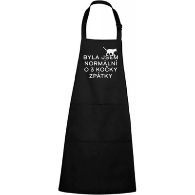 DOBRÝ TRIKO Zástěra s potiskem Byla jsem normální Černá