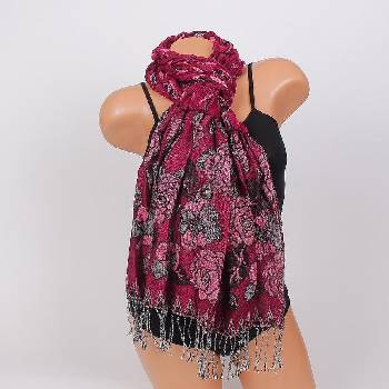 Image 1 of Дамски шал в тъмнорозово с рози