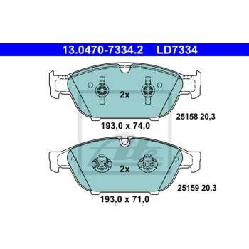 Sada brzdových platničiek, vždy 4 kusy v sade ATE 13.0470-7334.2 (13047073342)