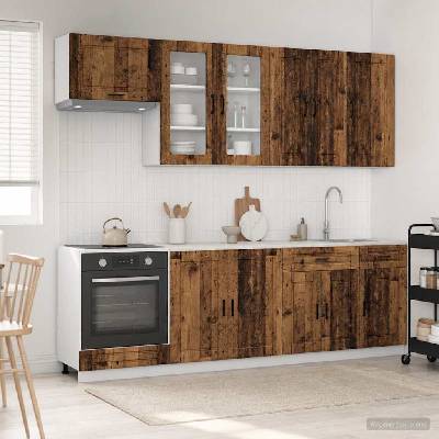 vidaXL Кухненски единица PORTO 8 pcs Старо дърво Инженерна дървесина (3438181)