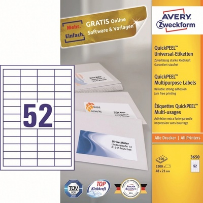 Avery Zweckform 100 listů, A4, bílé 3650