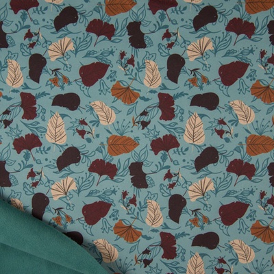 Softshell zelený, jesenné listy, š.145