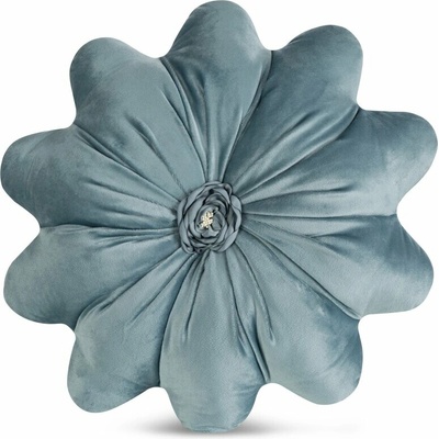 Takoy Polštář ve tvaru květiny o průvěru 40 cm, sametový modrý FLORES 5-HF-480711 | O 40 cm