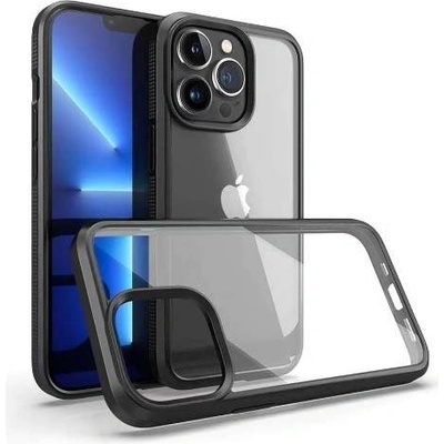 DEVIA Crystal Shockproof Case - хибриден удароустойчив кейс за iPhone 14 (черен-прозрачен)