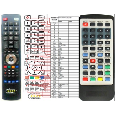 GENERAL ECG TVP1030DVBT - съвместимо дистанционно управление на марката General (TVP1030DVBT)