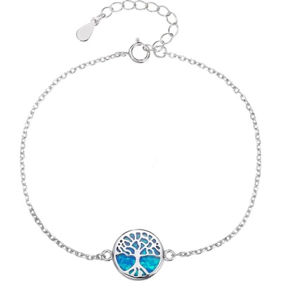 Bealio 14363 stříbrný náramek STROM ŽIVOTA modrý opál 16+3 cm 03-14363-4953