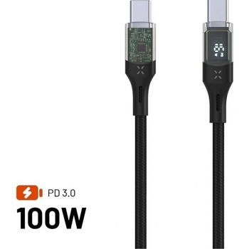 FIXED FIXDD-CC2-BK USB-C/USB-C s displejom a podporou PD, USB 2.0 100 W, 2m, černý
