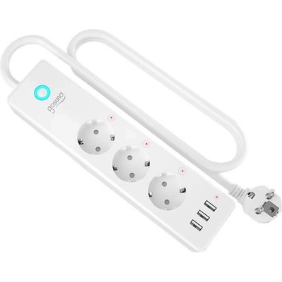 Gosund P1 Smart WiFi Power Strip 3 AC With 3 USB Ports - смарт WiFi разклонител с 3 гнезда и 3 USB-A изхода за Android и iOS (бял)