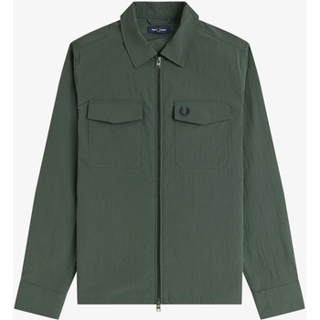 Fred Perry Риза с дълъг ръкав Fred Perry Men's Long Sleeve Zip Overshirt - Court Green 36A