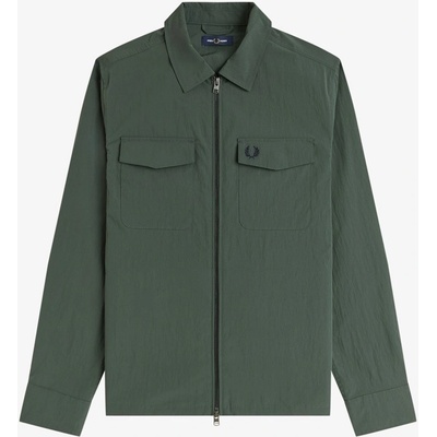 Fred Perry Риза с дълъг ръкав Fred Perry Men's Long Sleeve Zip Overshirt - Court Green 36A