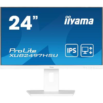 Монитор IIYAMA XUB2497HSU-W2, 23.8" (60.45cm) IPS панел, 100Hz, Full HD, 1ms, 80 000 000: 1, 300cd/m2, DisplayPort, HDMI, USB (XUB2497HSU-W2)