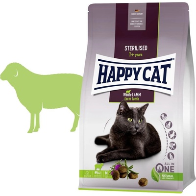 Happy Cat Sterilised Weide Lamm Jehně 10 kg