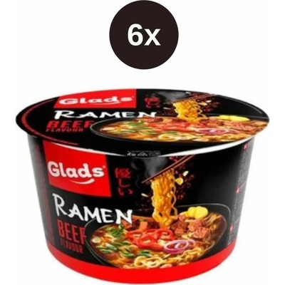 Glads instantné rezance ramien s hovädzou príchuťou 6 x 105 g