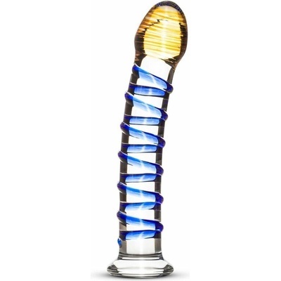 Gildo Glass Dildo No. 1, strukturované skleněné dildo 17,8 x 2,8–3,6 cm