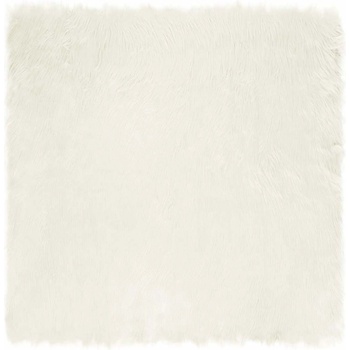 vidaXL Изкуствен килим от кожи Бяло 240 x 240 cm Полиестер (42021468)