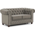 ROPEZ Сив кадифен разтегателен диван 148 cm York Blik - Ropez (York Blink Sofa 2os. z f.spania Riviera 91 ( Davis ) l. srebrne, nogi brąz)