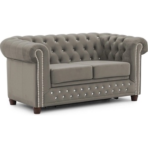 ROPEZ Сив кадифен разтегателен диван 148 cm York Blik - Ropez (York Blink Sofa 2os. z f.spania Riviera 91 ( Davis ) l. srebrne, nogi brąz)