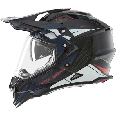 NOX helma offroad / trail DUOsport (DUAL) N312 TRACK se štítem a sluneční clonou barva černá/červená/modrá velikost S