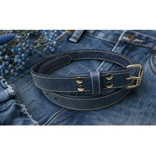 Kožený opasek patina jeans modrý