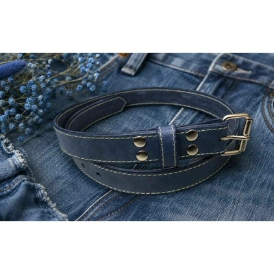 Kožený opasek patina jeans modrý