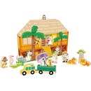 Teddies Safari/ZOO figurky dřevo + domeček