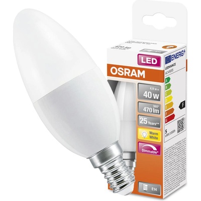 Osram LED žiarovka E14 B35 4,9W 40W 470lm 2700K Warm 280° SUPERSTAR Stmievateľná