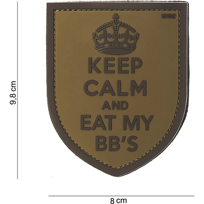 Gumová nášivka 101 Inc nápis Keep Calm and Eat My BBS - hnedá