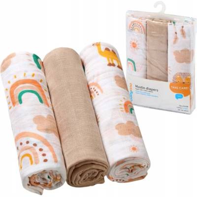 BabyOno mušelínové Super soft staroružová 3 ks