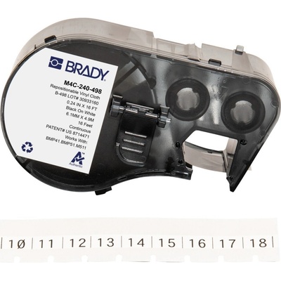 Brady M4C-240-498 / 170782, 6.10 mm x 4.88 m, Vinyl, čierna tlač / biely podklad