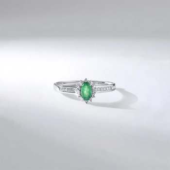 Lillian Vassago Prsteň so smaragdom a briliantmi v bielom zlate LLV59 DR145WEM