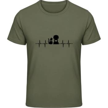 Gildan Soft Style tričko Design Tikot srdce a Pes a Kočka - military Green