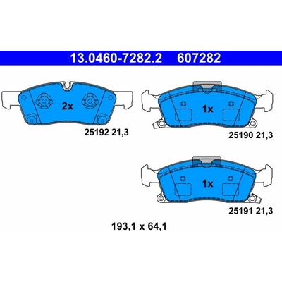 ATE 607282 Súprava brzdových doštičiek 13.0460-7282.2