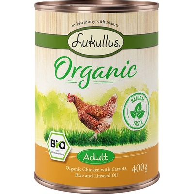 Lukullus Organic Adult kuřecí s mrkví 6 x 400 g