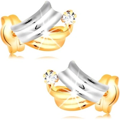 Šperky Eshop Briliantové zlaté lesklé dvoubarevné oblouky čirý kulatý diamant S3BT501.11