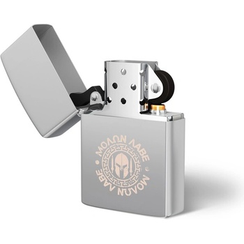 Image 1 of DRAGOWA Бензинова запалка с гравировка Molon labe, сребърна (20397)