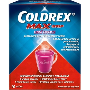 COLDREX MAXGRIP LESNÍ OVOCE POR 1000MG/10MG/70MG POR PLV SOL SCC 10 II