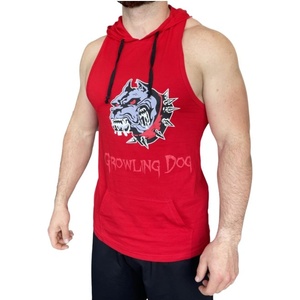 Musashi Потник Growling Dog с качулка - Червен / Tank Top Growling Dog with Hoodie - Red L