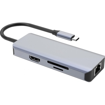 Proove IRON LINK 6in1 хъб Type-C, 2x USB 3.0, SD/TF четец, RJ45 (LAN), HDMI, алуминий, за Windows/Mac (HBI700010004)