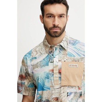 Columbia Тениска с яка Columbia Cove Beach в бежово с десен 2126491 (2126491)