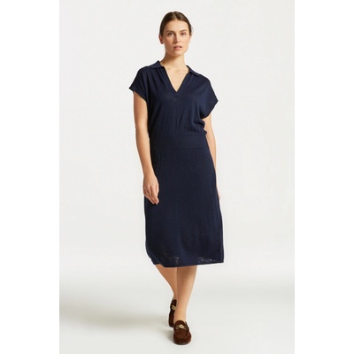 Gant Linen-blend Collar Dress modrá